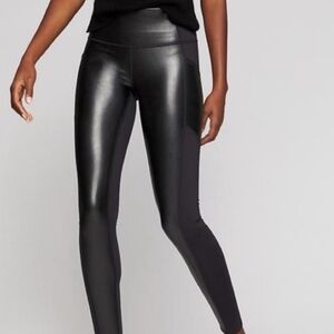 Athleta faux leather leggings w pockets size small streetwear , edgy, athleisure
